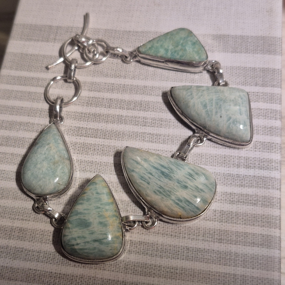 Blue Green Azurite Agate bracelet 7 to 8 inch